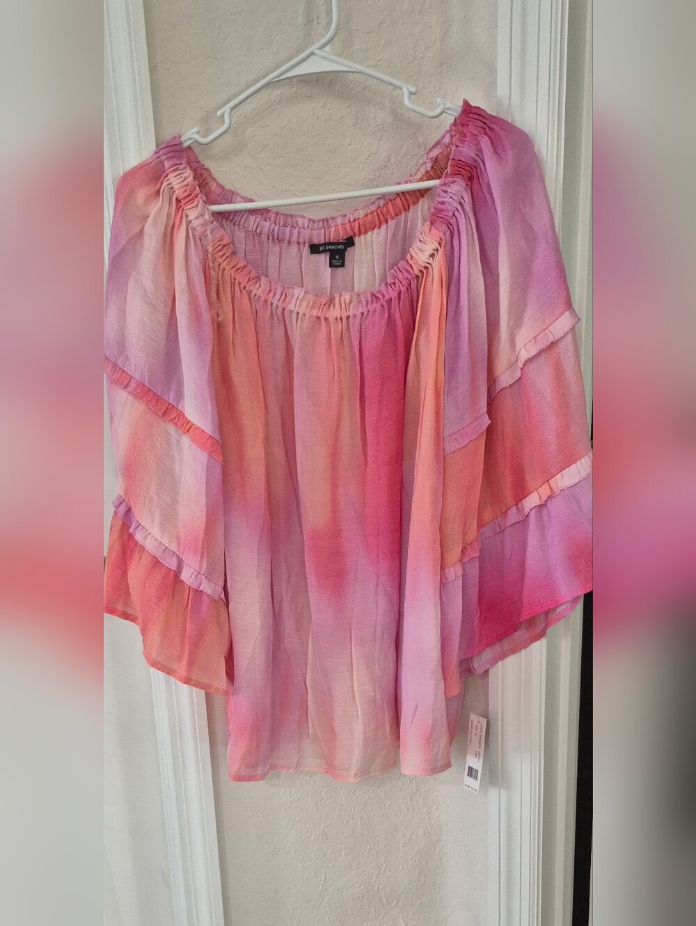 Zac & Rachel Ombre Peasant Top. Ruffle Belle Sleeves & Neck-line. NWT!  1X